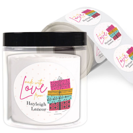 Made with Love Bright Gifts Round Gift Stickers in a Jar